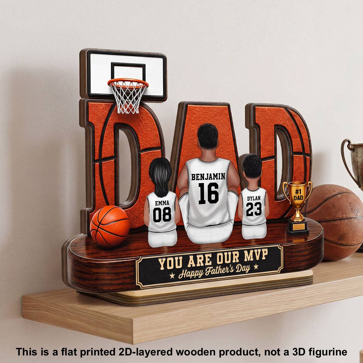 Father's Day Gift For Basketball Dad & Husband – Personalized "Dad's Dream Team" Wooden Plaque