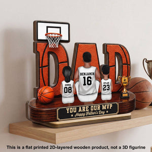 Father's Day Gift For Basketball Dad & Husband – Personalized "Dad's Dream Team" Wooden Plaque