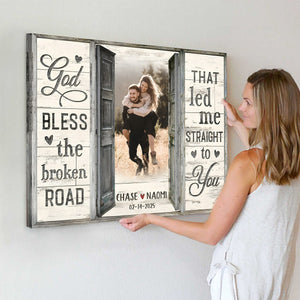 God Bless The Broken Road Window Frame - Personalized Custom Canvas Photo Print