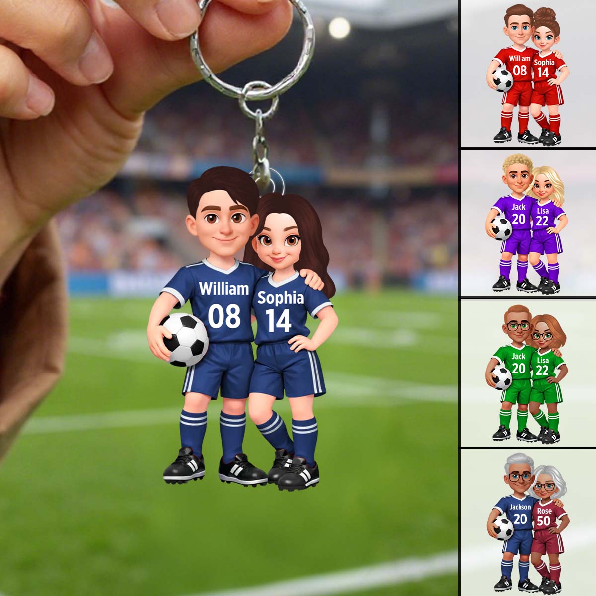 Soccer Couple I'll Always Be Your Biggest Fan Custom Action Figure - Personalized Acrylic Keychain