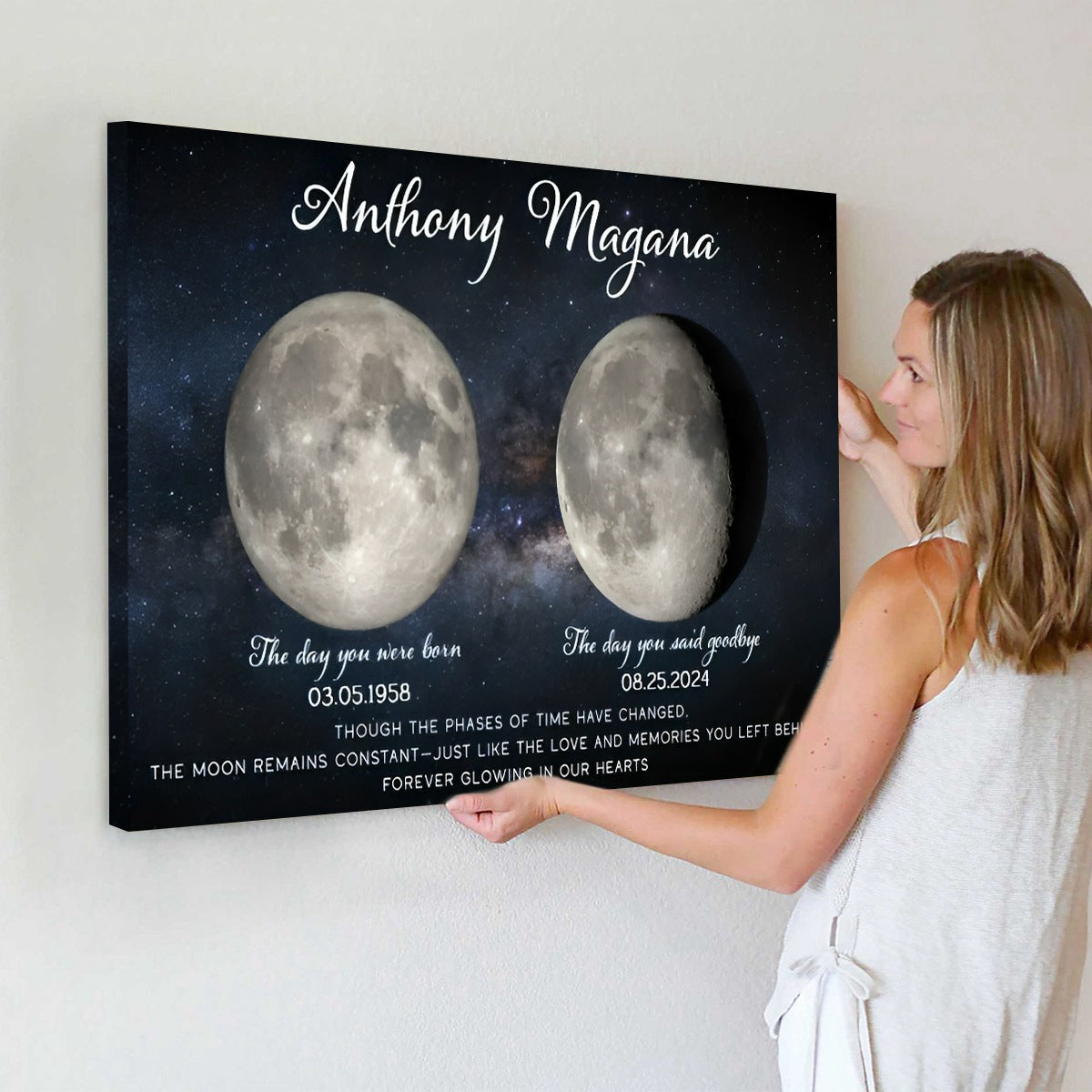 Lost Loved One Moon Phase Art Memorial Sympathy Gift Personalized Poster