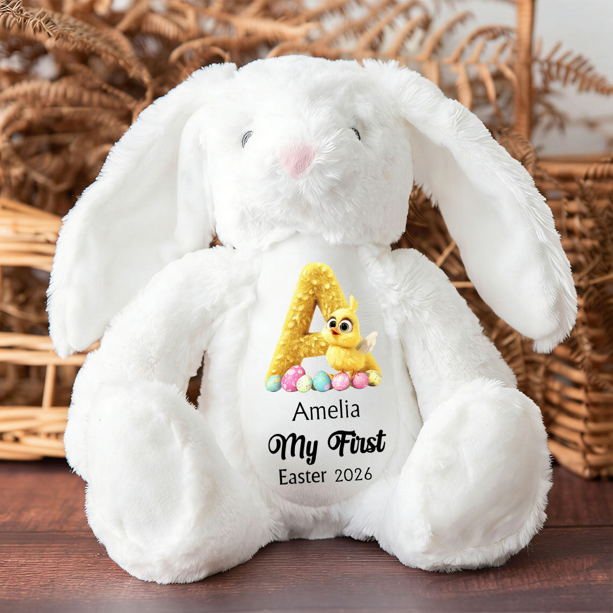 Easter Chick Alphabet - Baby's First Easter Personalized Stuffed Bunny