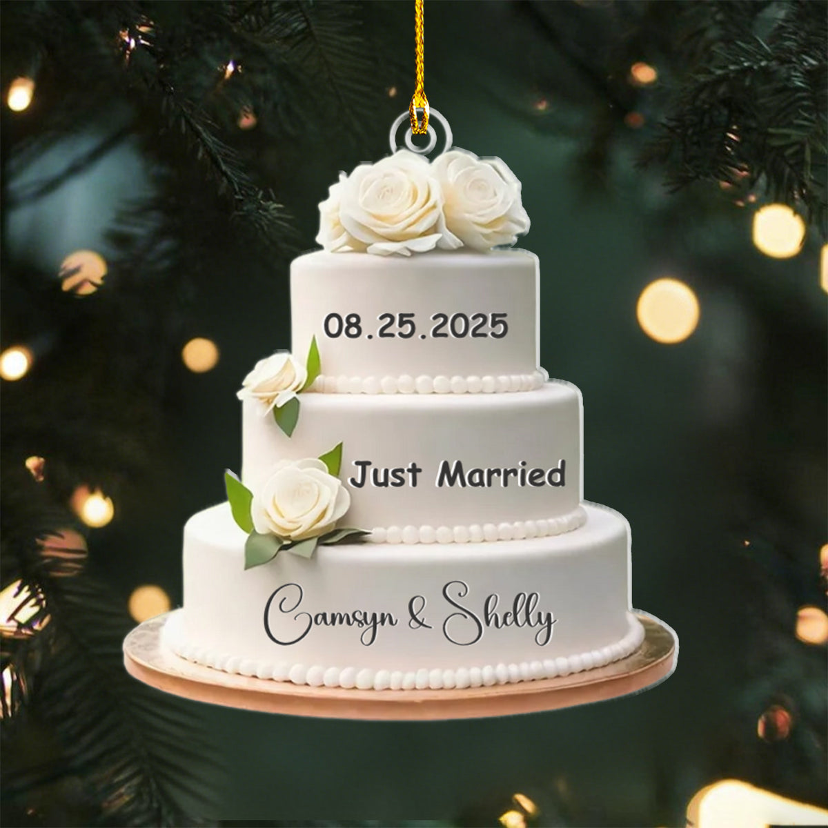 Wedding Cake Personalized Christmas Ornament, Wedding Christmas Ornament