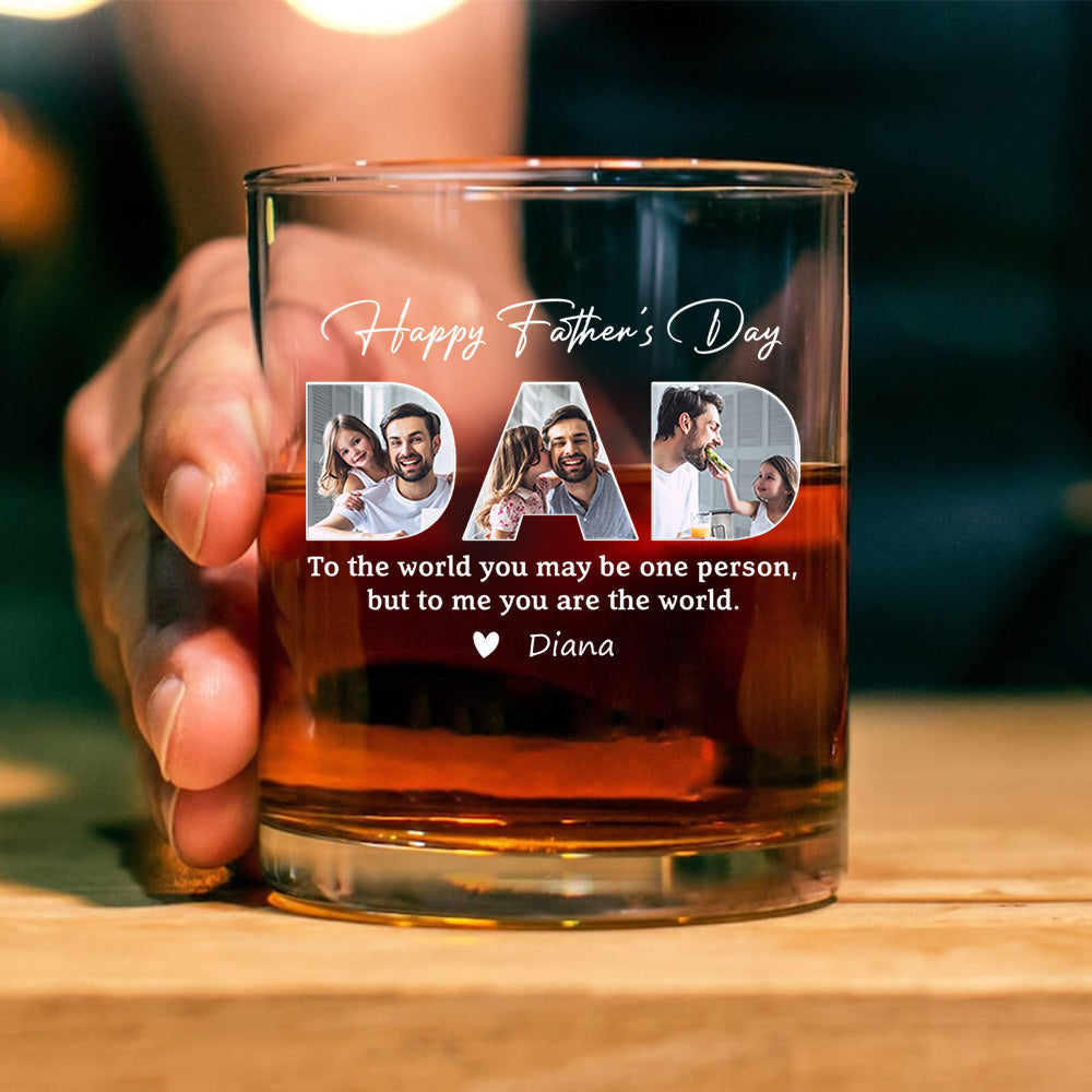 Custom Photo Whiskey Glass – "Happy Father's Day" – Personalized Gift For Dad