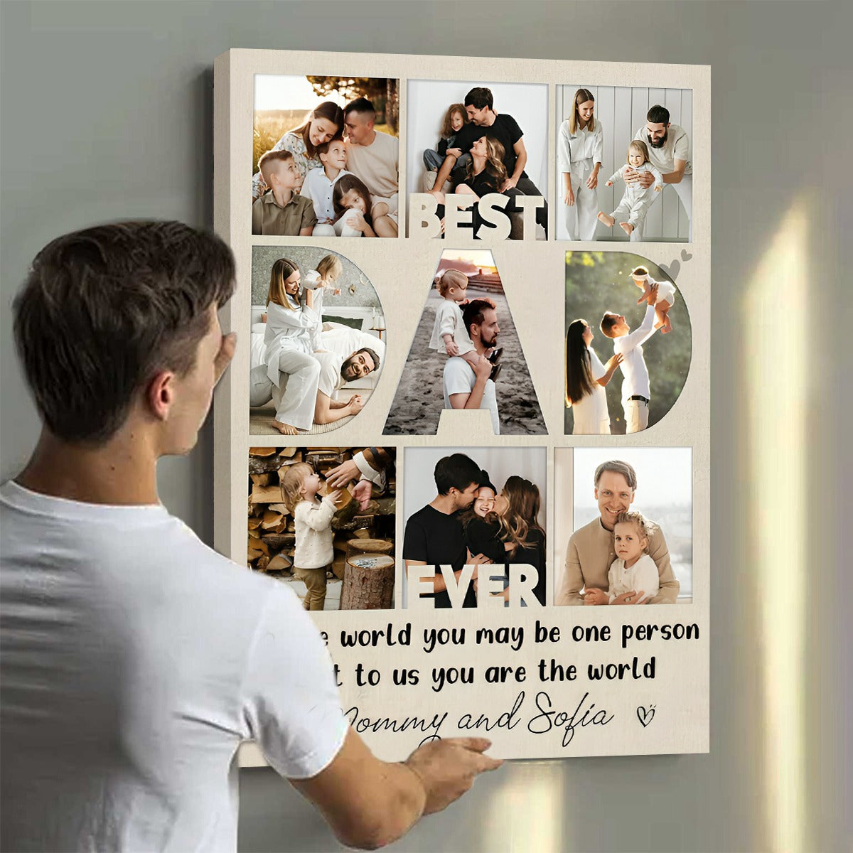 Personalized Best Dad Ever Collage Canvas Poster, Gift For Dad On Father's Day