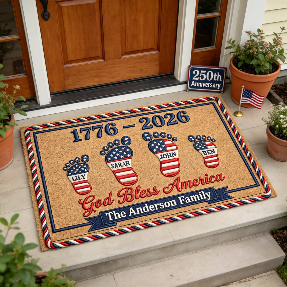 Personalized Family Doormat – USA 250th Anniversary Edition Gifts For Family