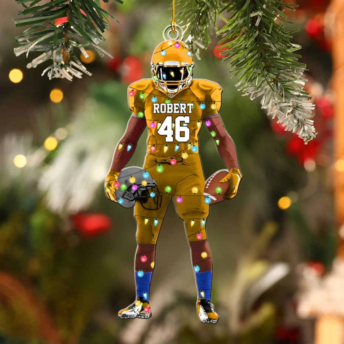 Personalized Christmas football ornament, for football players and football lovers