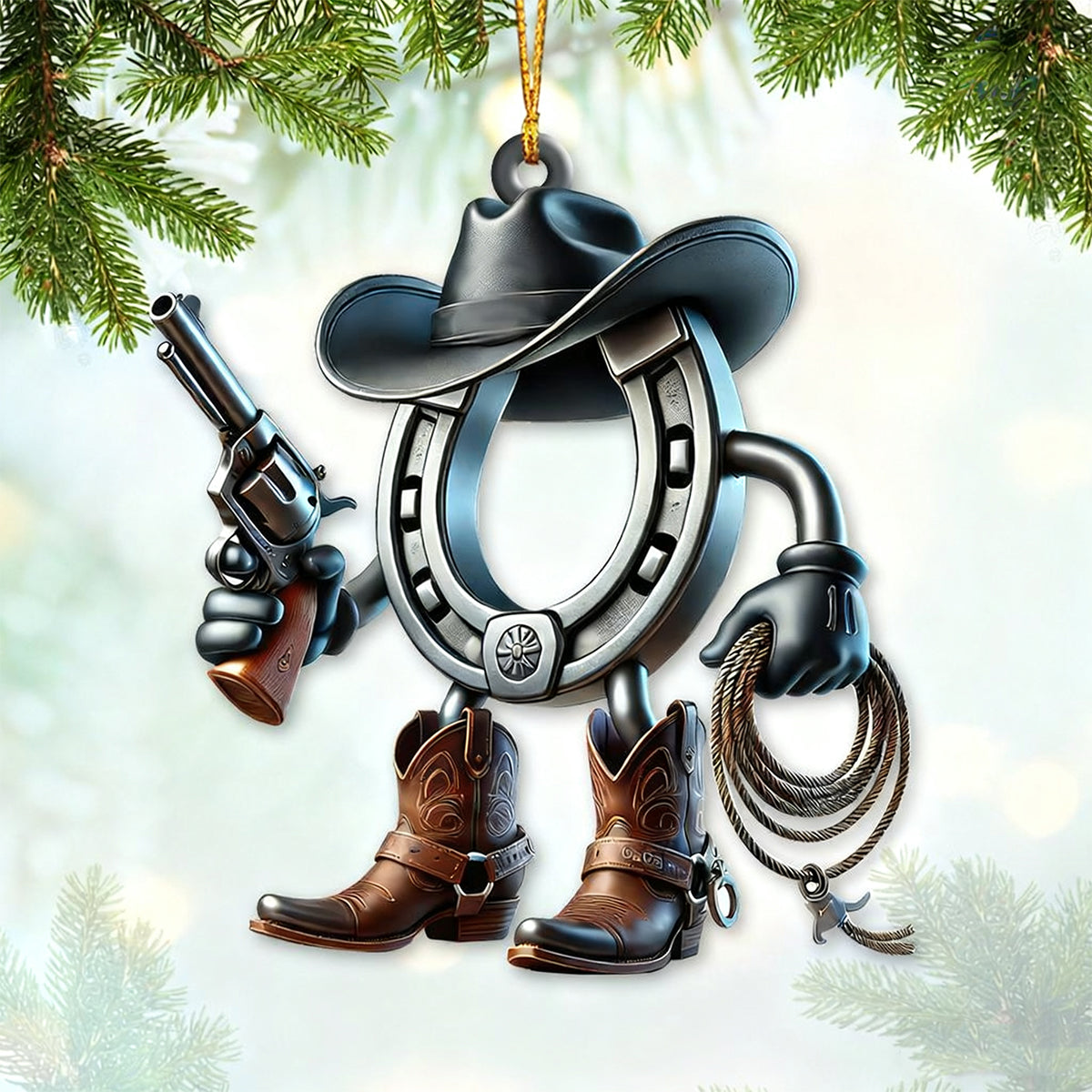 Personalized Custom Name Cowboy Ornament, Cowboy Christmas Gift