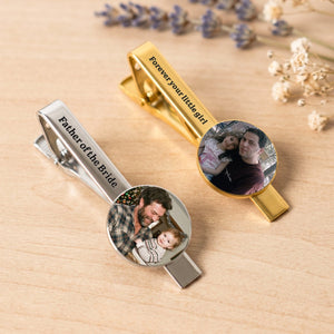 Personalized Photo Tie Clip – Wedding Gift For Dad, Husband, Groom & Groomsman