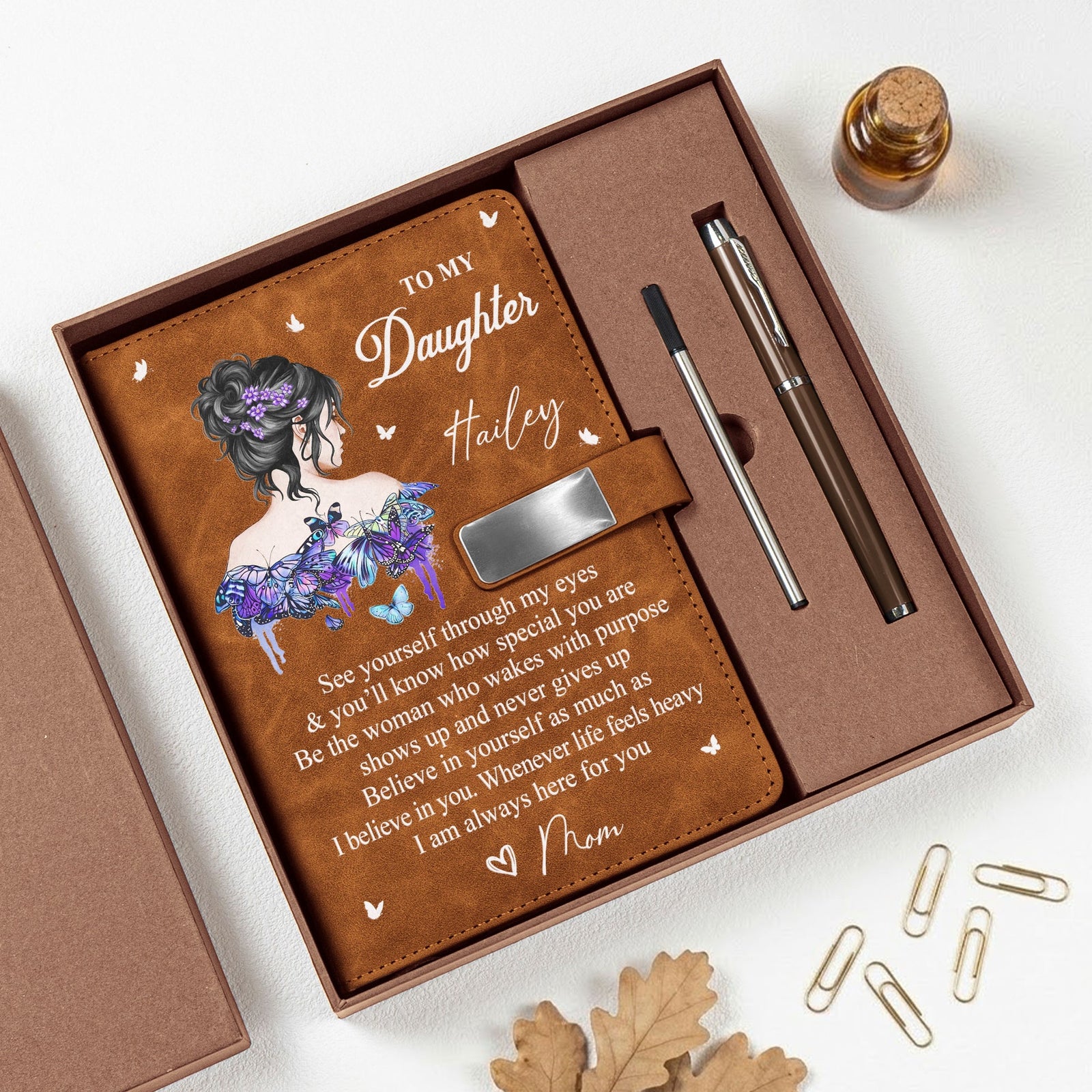 Gift For Daughter & Granddaughter – Personalized Notebook Set "I Am Always Here For You"