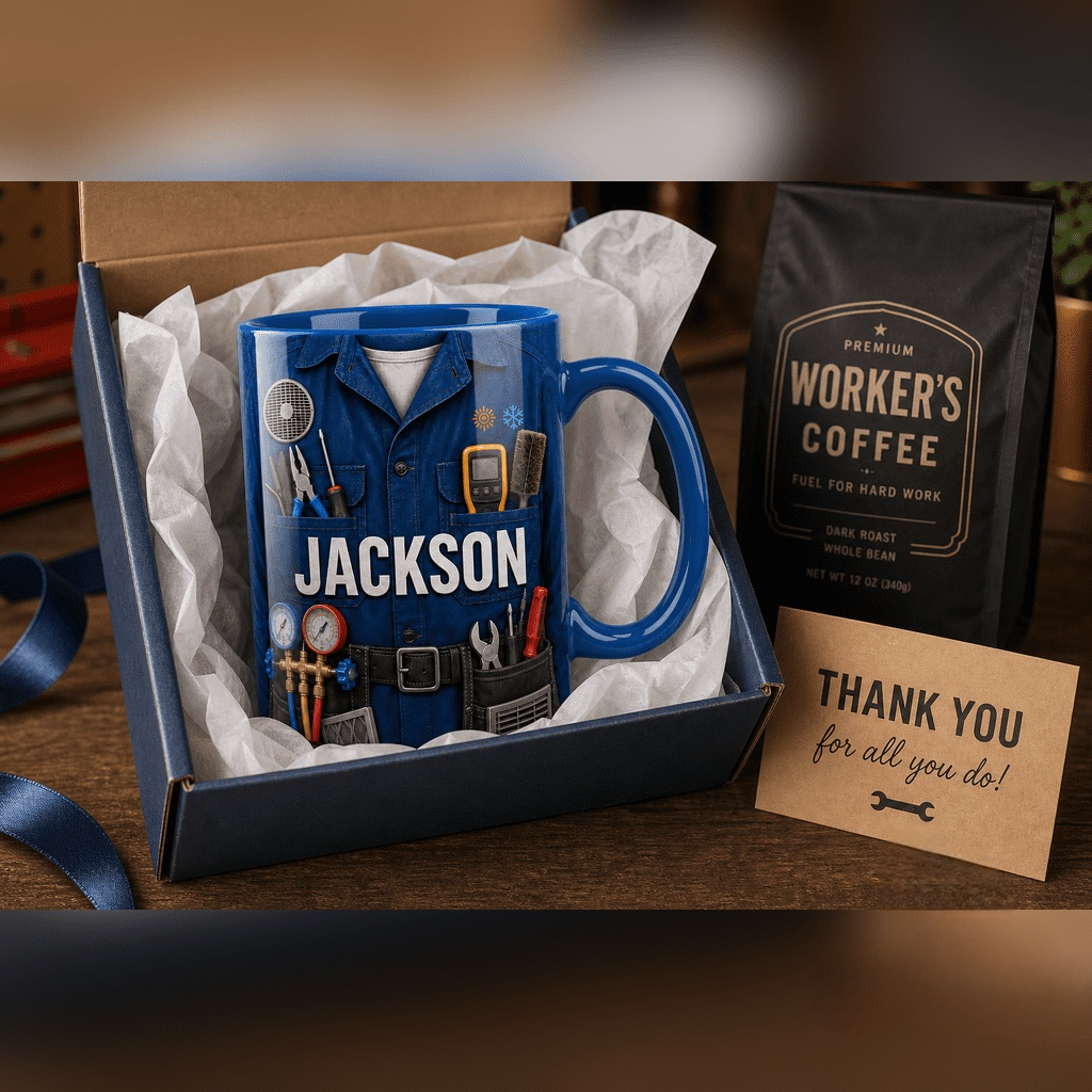 Personalized HVAC Technician Accent Mug | Custom Name Coffee Cup, Work Desk Gift For HVAC Workers