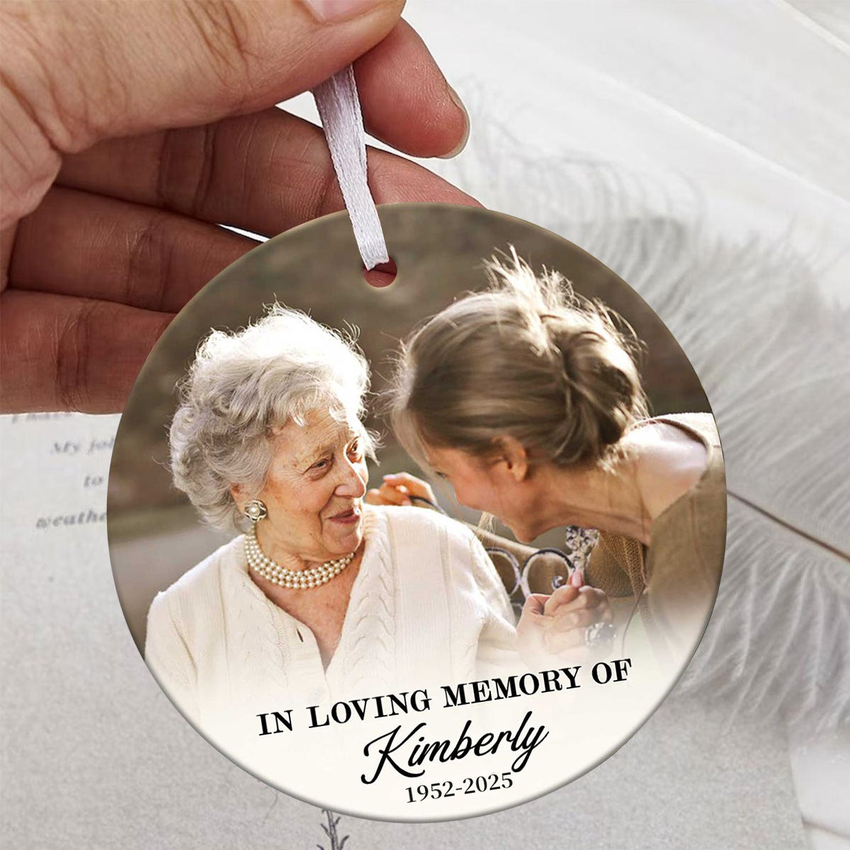 Custom Photo Memorial Ornament,Personalized In Loving Memory Christmas Ceramic Ornament