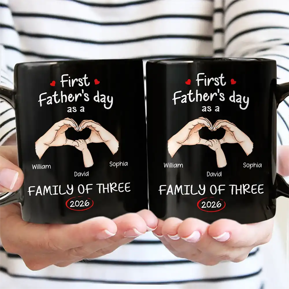 New Family Gift – Personalized Mug "First Time Ever As A Family Of Three"