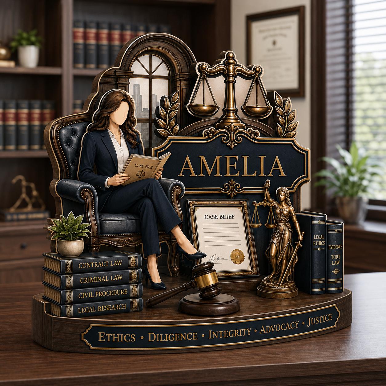 Custom Attorney Name Wooden Plaque – Personalized Law Graduation Gift | Scales Of Justice Decor For Lawyers