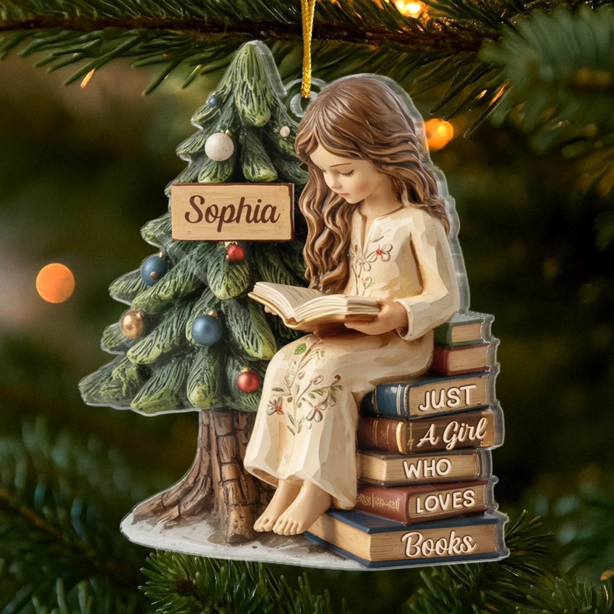 Custom Acrylic Ornament - Personalized Christmas Bookish Gifts For Book Lovers, Bookworms, Readers