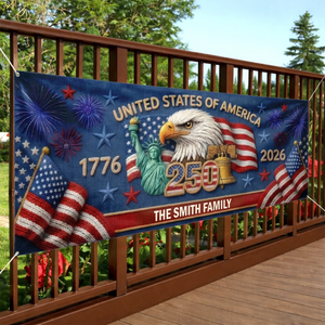 Custom Polyester Outdoor Banner - Personalized America 250th Anniversary Gifts For Mom, Dad, Brother, Sister, Kids