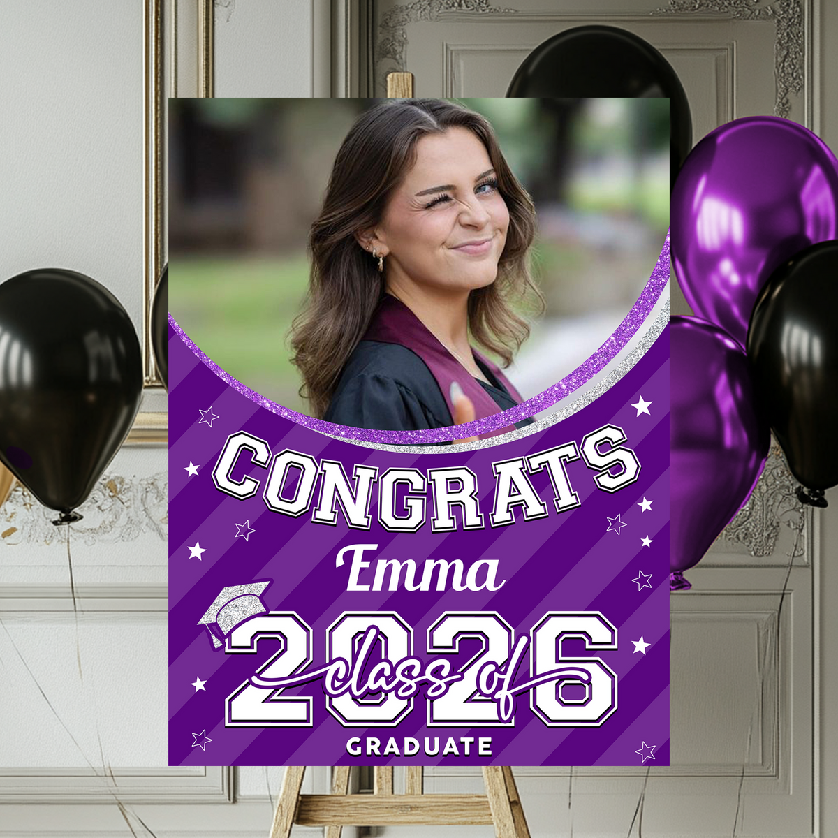 Class Of 2026 Welcome Sign - Personalized Custom Photo Grad Party Sign Canvas