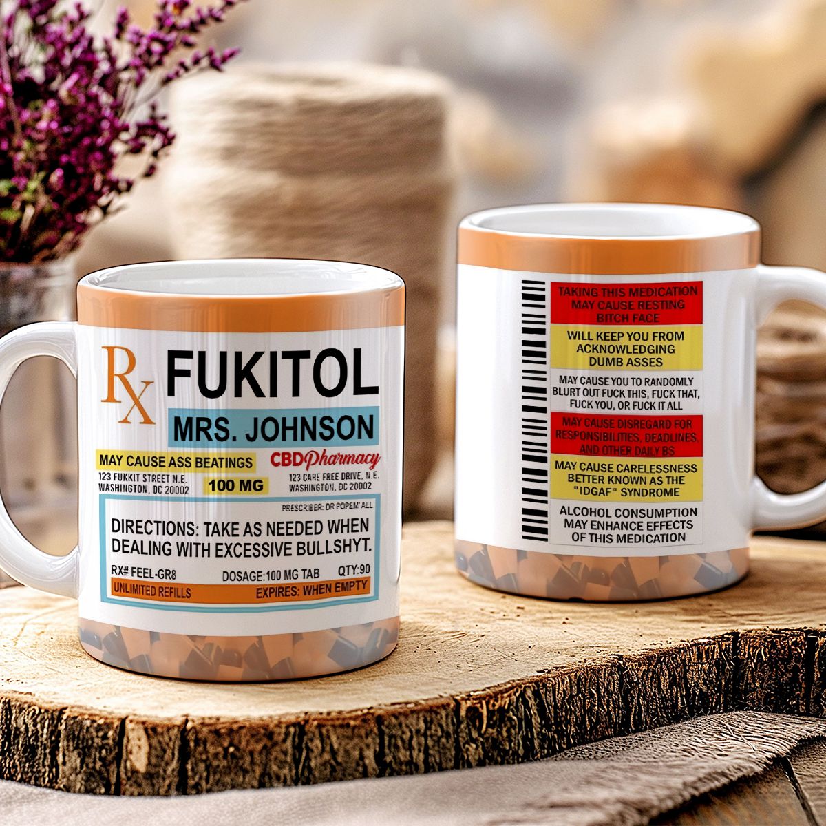 Fukitol Rx Prescription For Recharging Your Mind And Soul - Personalized Custom Mug For Friend, Sisters, Family Members, Coworkers