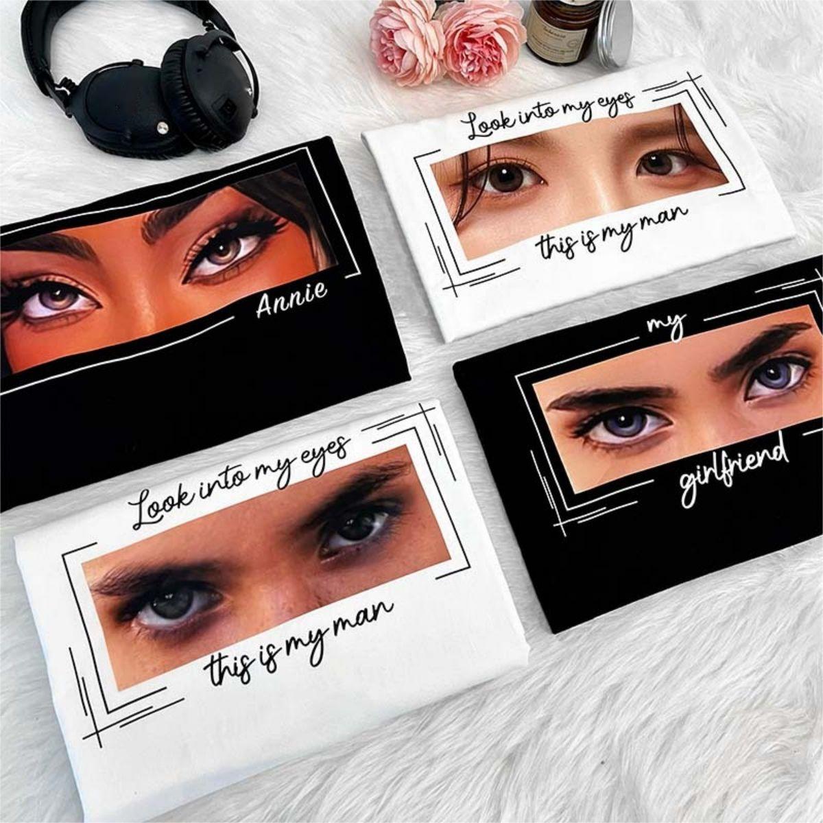 Unique Custom Eyes Tee Loved One's Eyes Personalized Eyes Artwork T Shirt