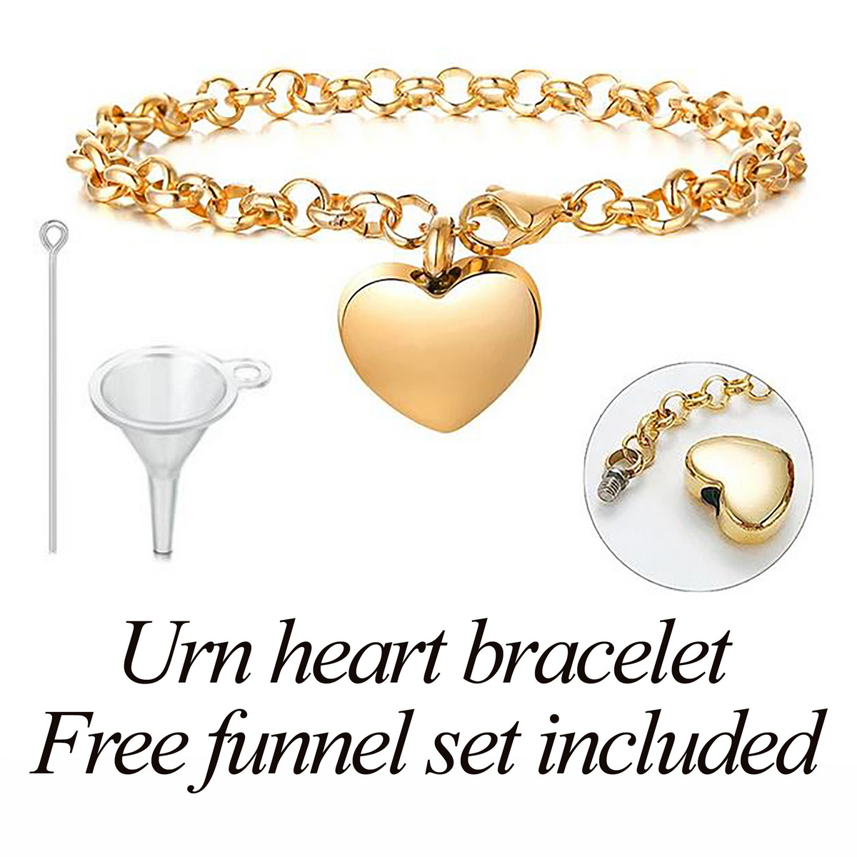 Personalized heart urn bracelet For Pet Ashes