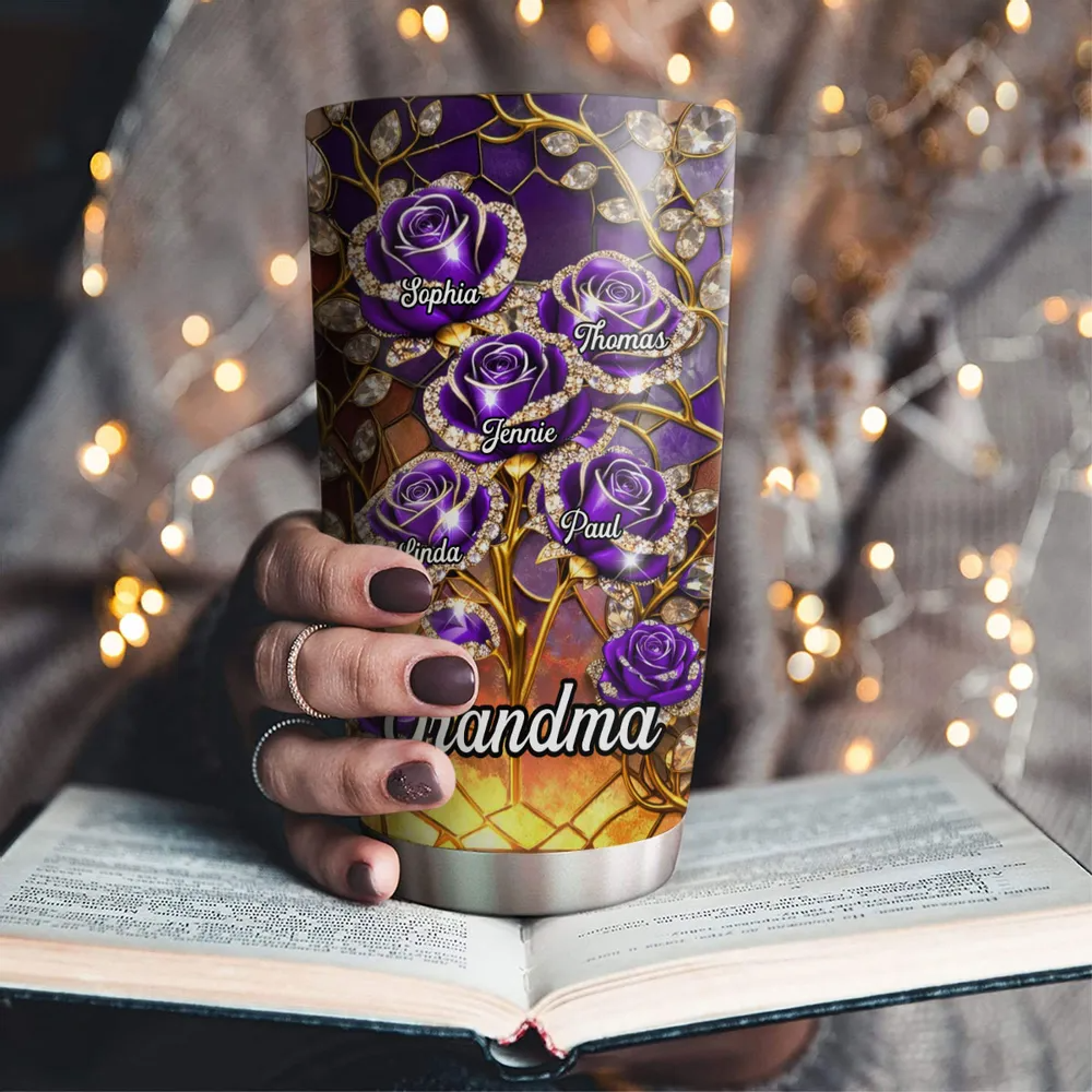 Rose Flower Grandma - Personalized Custom Tumbler