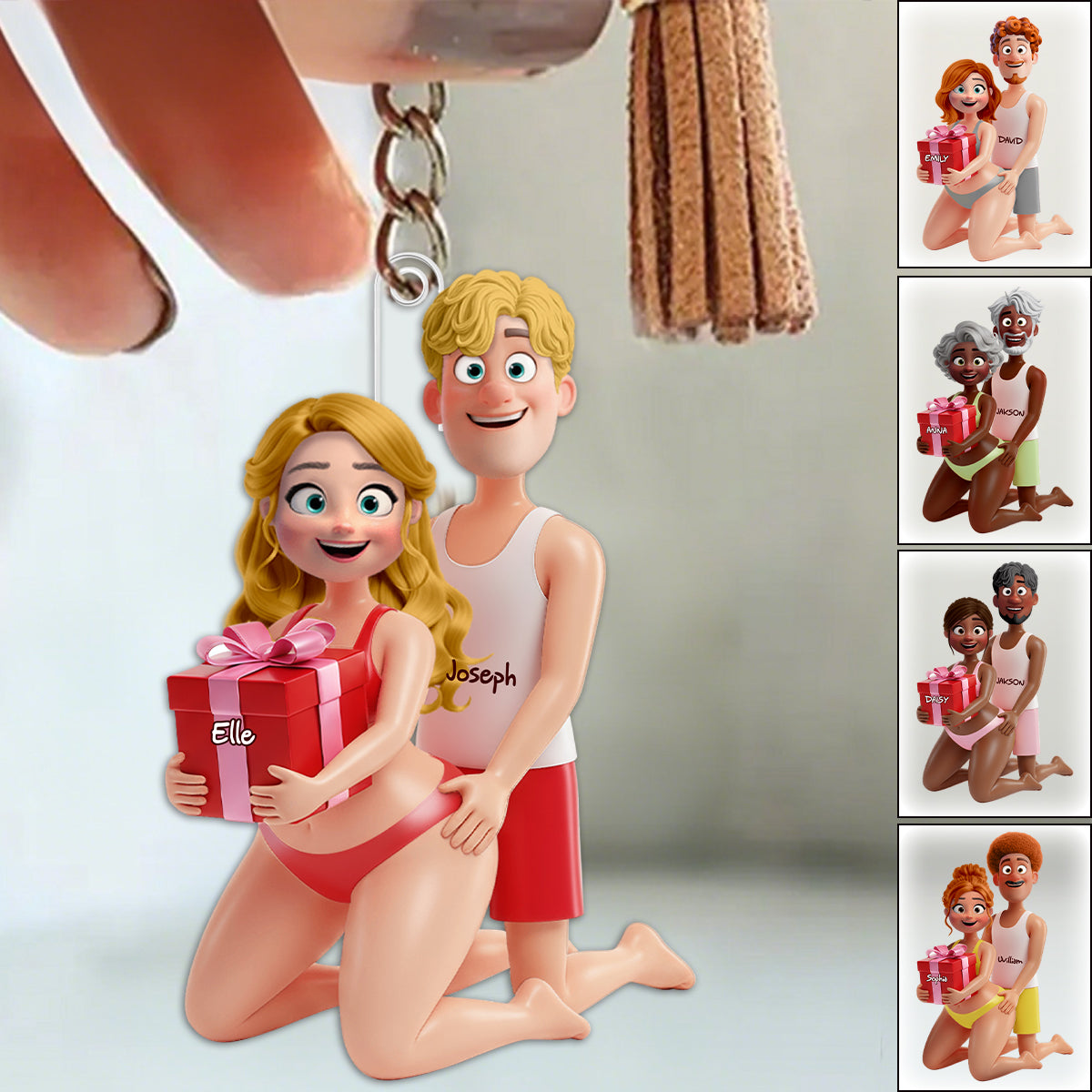 Personalized Playful Couple Acrylic Keychain Gifts For Couples