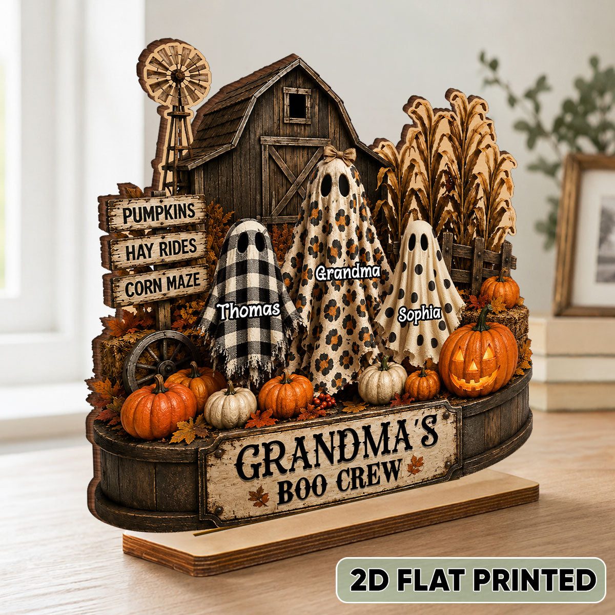 Personalized "Grandma's Boo Crew" Pumpkin Patch Plaque – Halloween Gift For Grandma