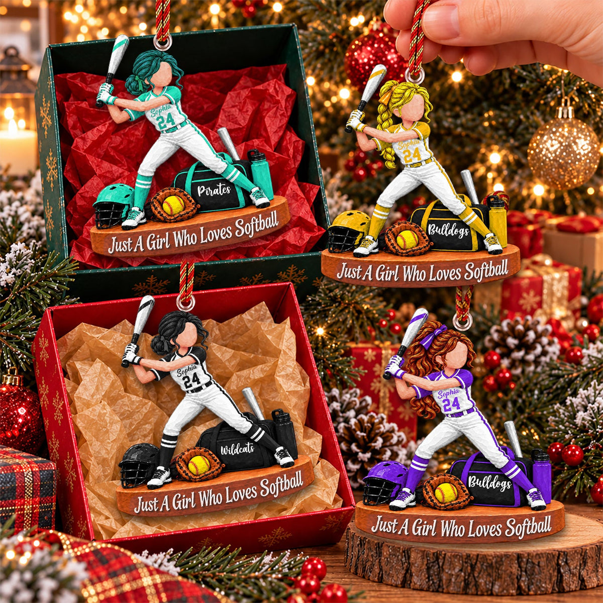 Just A Girl Who Loves Softball – Personalized Christmas Ornament | Custom Player Name Keepsake Gift For Softball Players & Fans