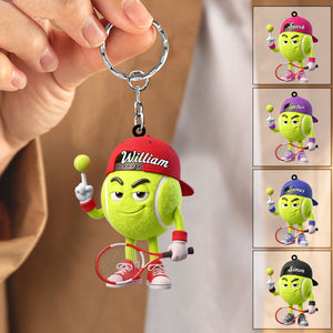 Balancing Ball On Finger Tennis Keychain Personalized Cool Tennis Ball Mascot Keychain