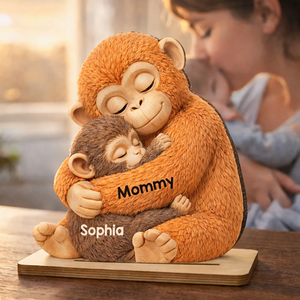 Mother Monkey & Children, Baby Monkey Punch - Personalized Wooden Plaque
