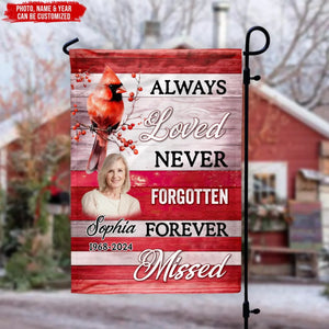 "Always Loved, Never Forgotten, Forever Missed" – Personalized Garden Flag | Memorial Gift For Loved One
