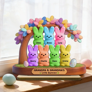 Colorful Happy Easter Grandma Little Bunnies - Personalized Wooden Plaque