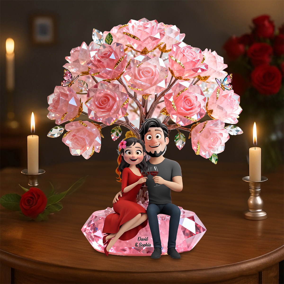 Cheers To Love Couple Acrylic Plaque - Personalized Gifts For Husband, Wife, Boyfriend, Girlfriend