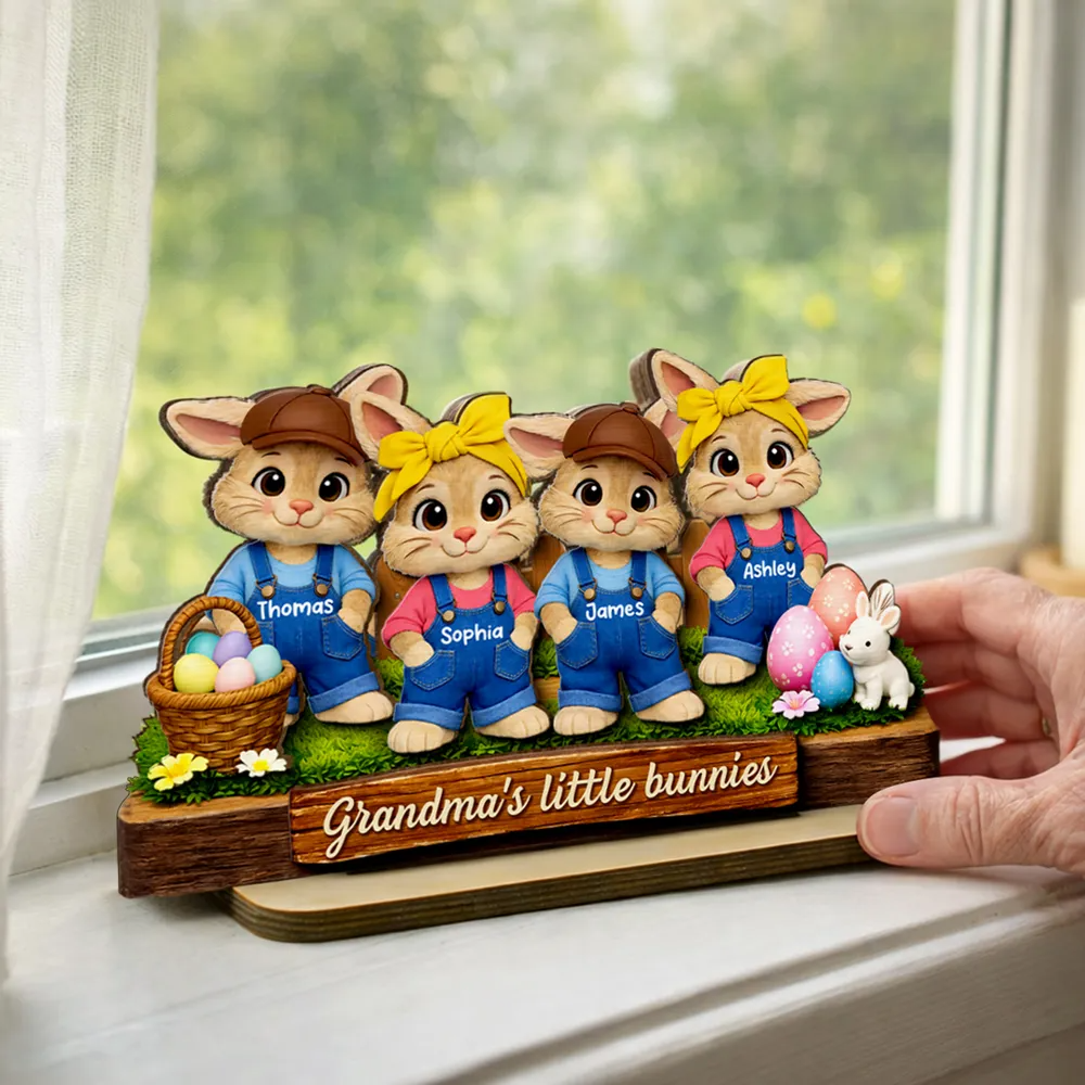 Grandma's Little Bunnies - Personalized Wooden Plaque - Easter Gift for Grandma