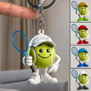 Personalized Cool Tennis Ball Acrylic Keychain, Gift For Tennis Lover