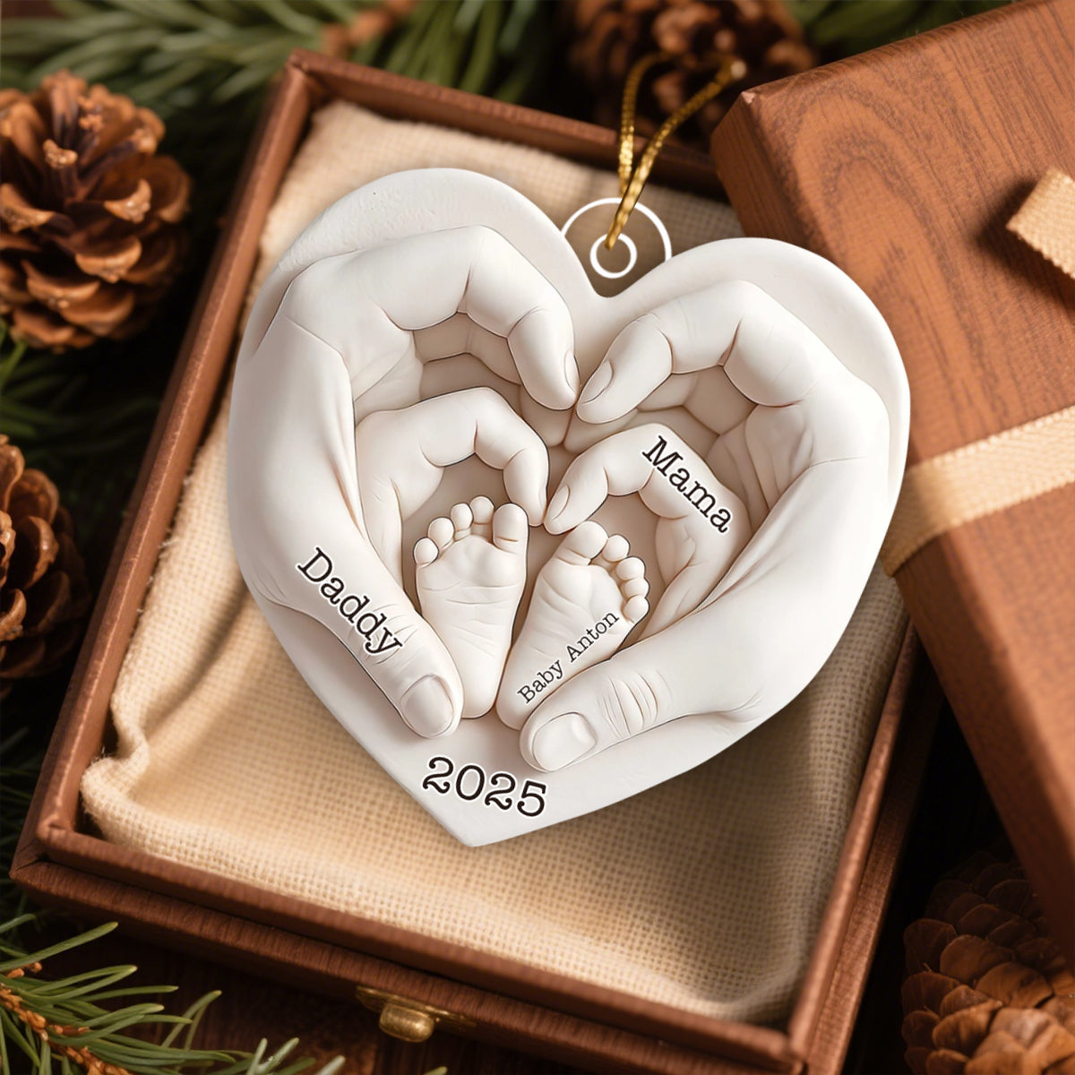 Heart Of Love Baby First Christmas Personalized Acrylic Ornament