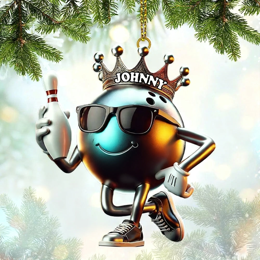Personalized Custom Name Bowling Christmas Ornament, Bowling Lover Christmas Gift