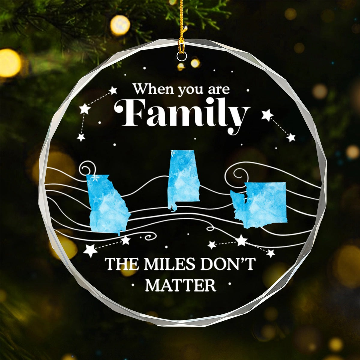 Long Distance The Miles Don't Matter Christmas - Personalized Circle Glass Ornament