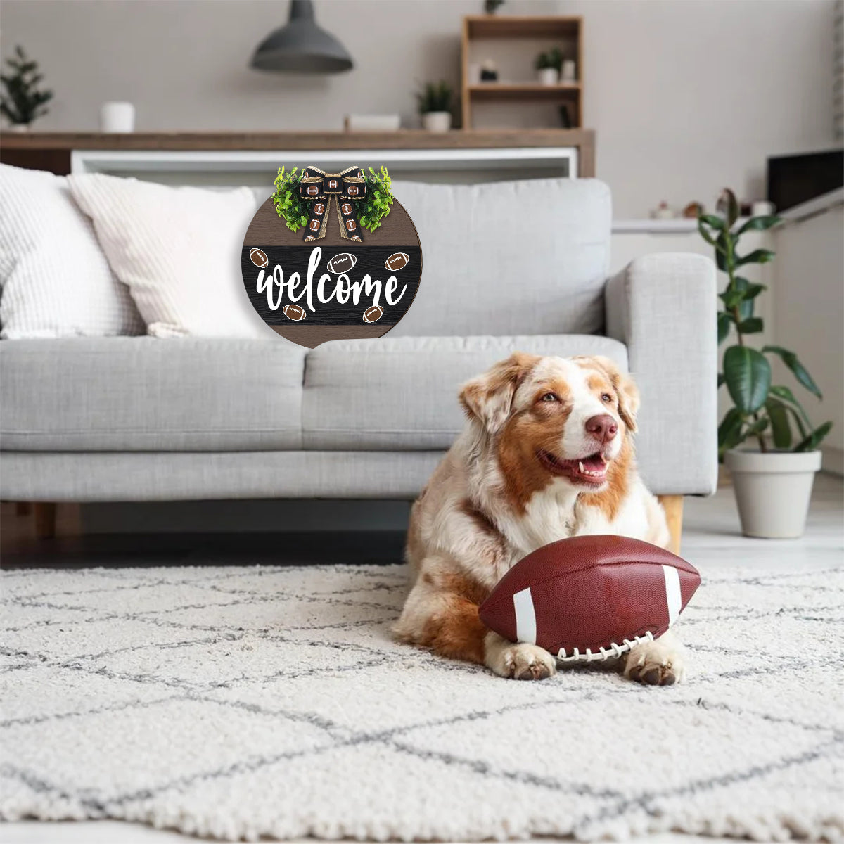 Welcome American Football Wooden Hanging Sign Gift For Football Lover