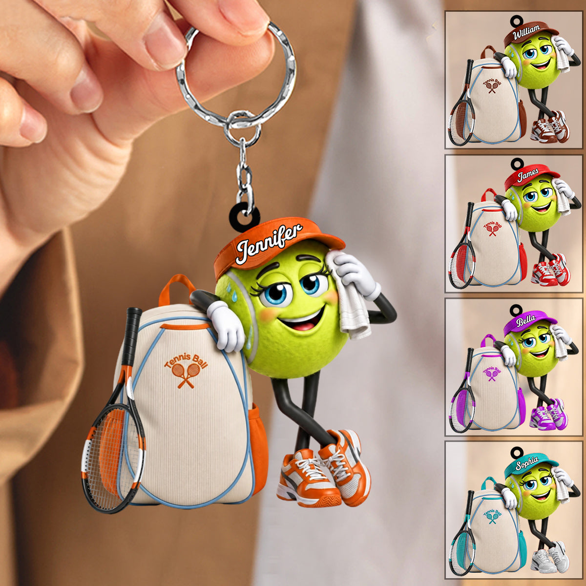 Personalized Cute Sweaty Male & Female Tennis Ball Keychain