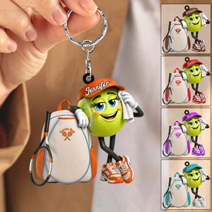 Personalized Cute Sweaty Male & Female Tennis Ball Keychain