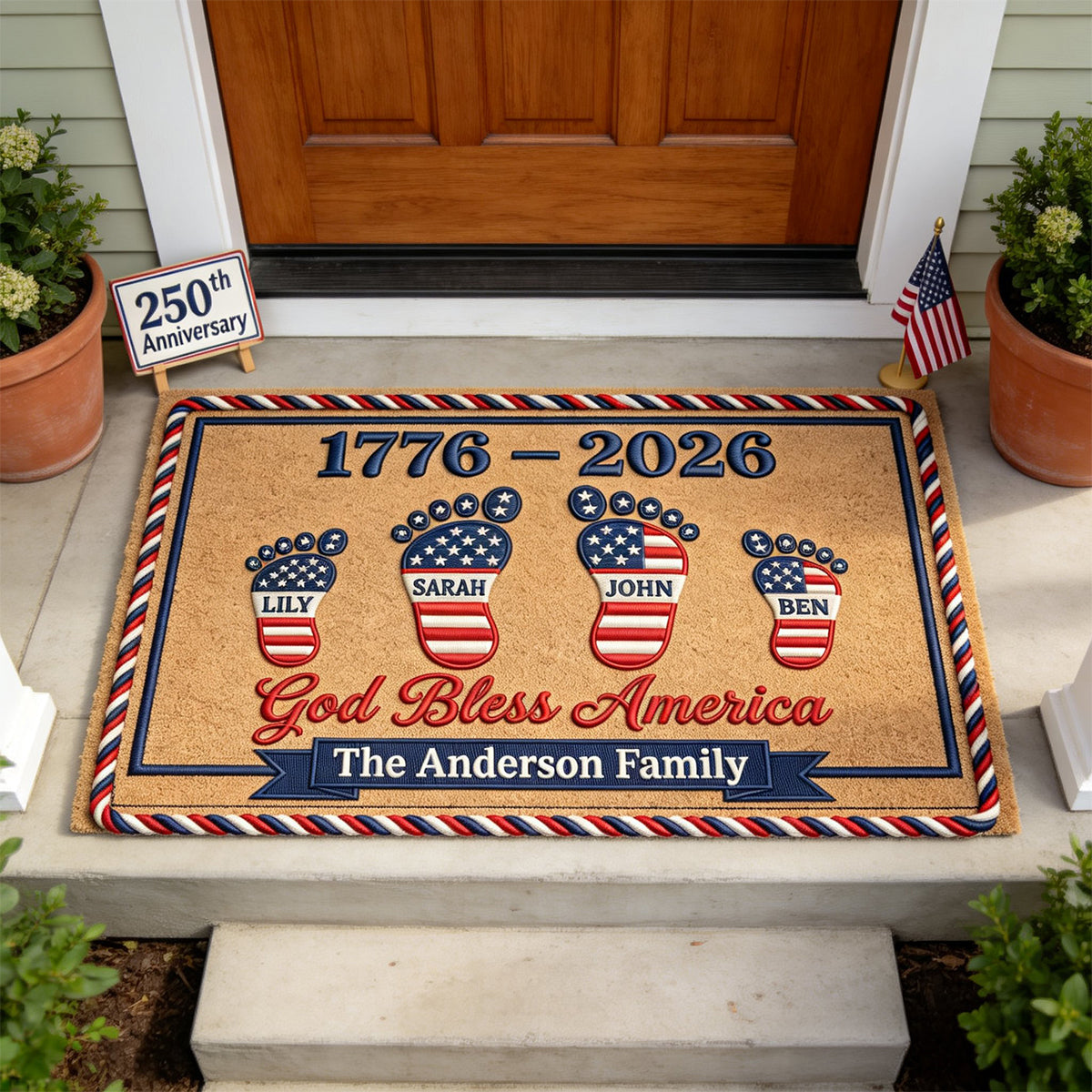 Personalized Family Doormat – America 250th Anniversary Edition Gifts For Family