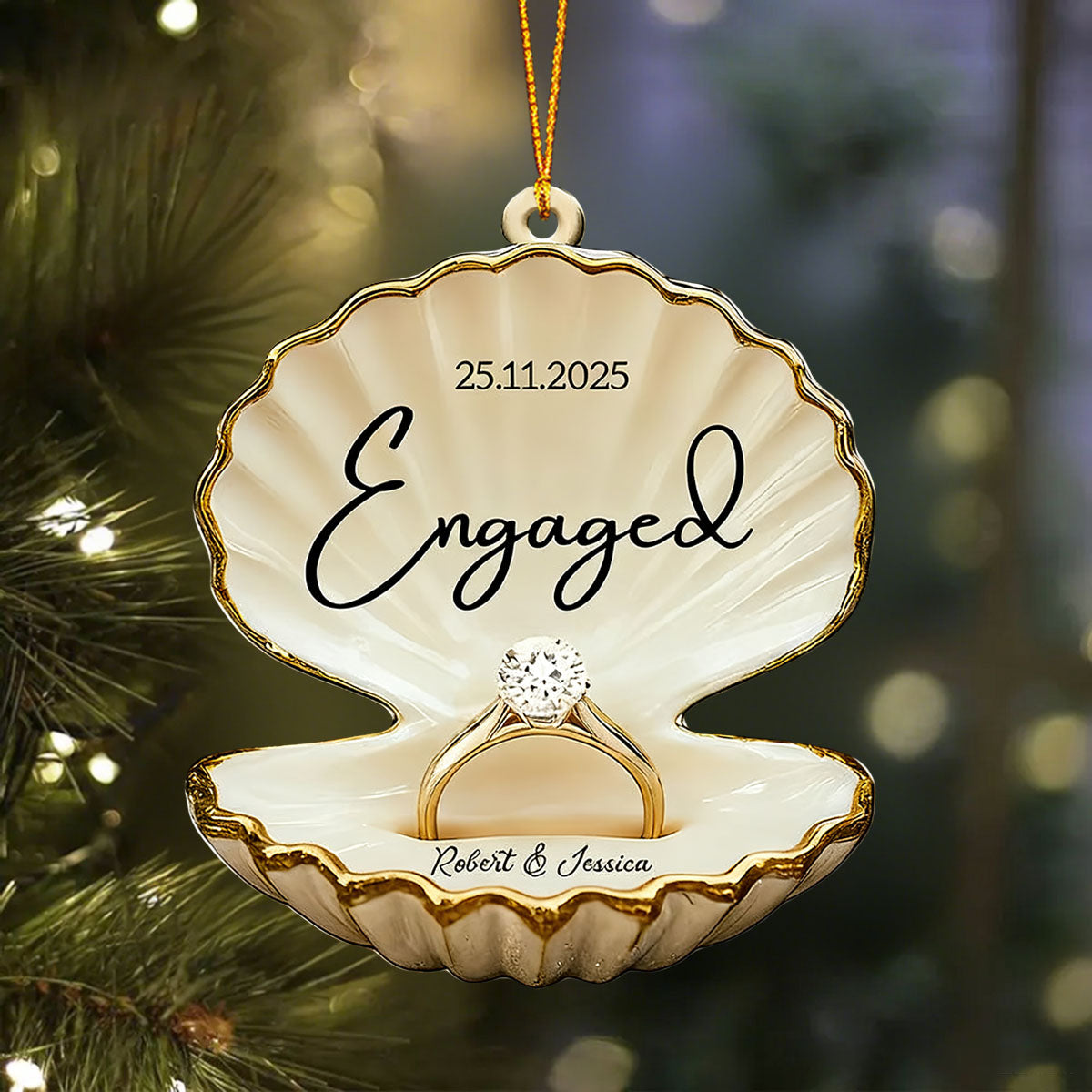 Engaged, Couple Christmas Home Decor, Christmas Ornament, Personalized Ornament