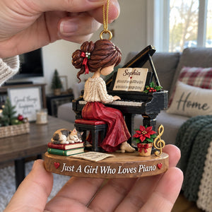 Just a Girl Who Loves Piano - Personalized Music Lover Ornament, Pianist Christmas Gift for Daughter