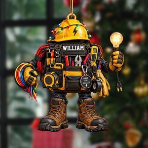Personalized Electrician Tool Bag Christmas Ornament, Custom Tool Kit Ornament, Gift For Electrician