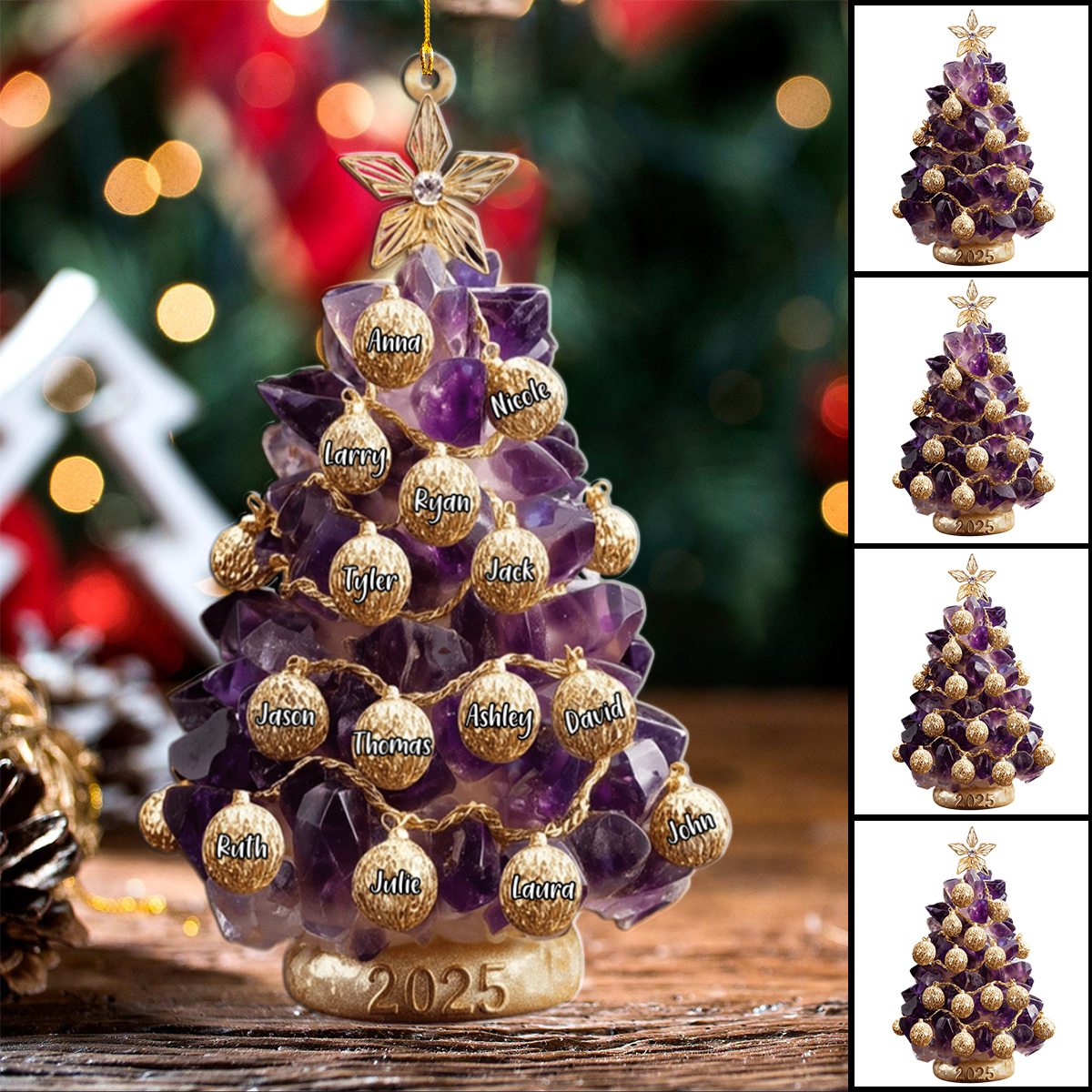 Our Family, Merry Christmas 2025 - Personalized Family Custom Shaped Acrylic Ornament