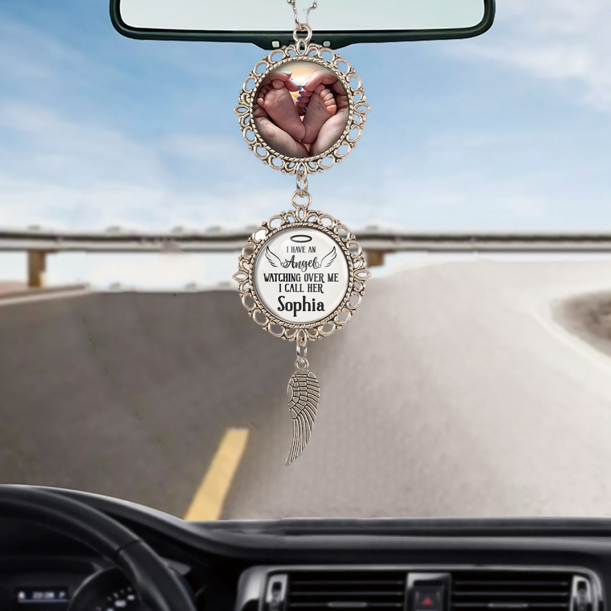 I Have An Angel Watching Over Me - Personalized Baby Photo Car Ornament