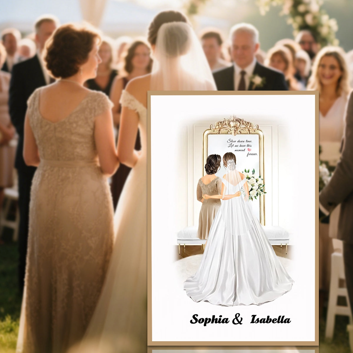 Personalized Cartoon Mom Bride Poster Painting Home Decor Wedding Gift for Bride Mother