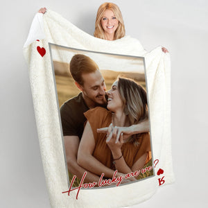 Upload Your Photo Playing Cards Blanket For Him And Her - Personalized Photo Gifts For Anniversary