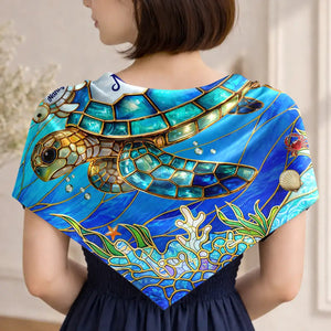 Turtle Silky Satin Effect Scarf – Personalized Gift for Mom & Grandma